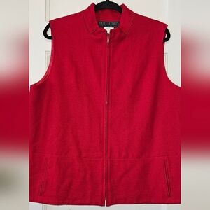 Harve Benard Wool Zip Up Vibrant Red Vest Size 16